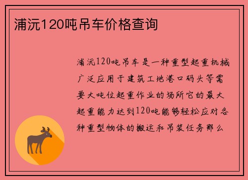 浦沅120吨吊车价格查询